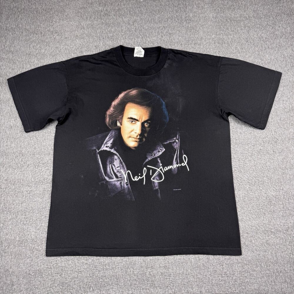 Vintage Neil Diamond T-Shirt Mens XL Black‎ Portrait Concert Tour 90s 1996